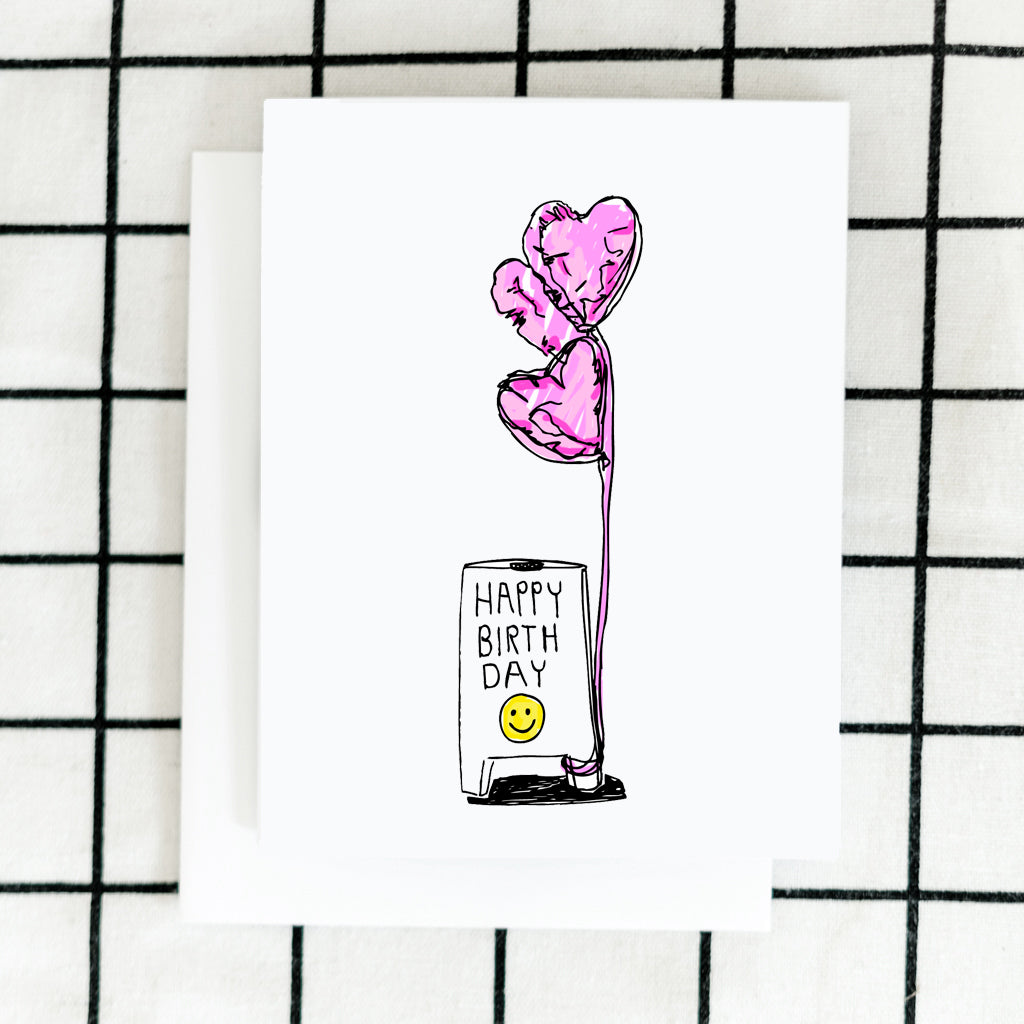 Heart Balloons Birthday Card