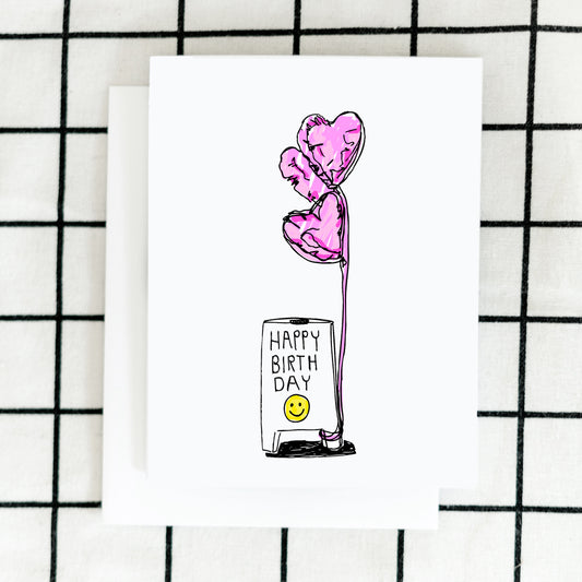 Heart Balloons Birthday Card