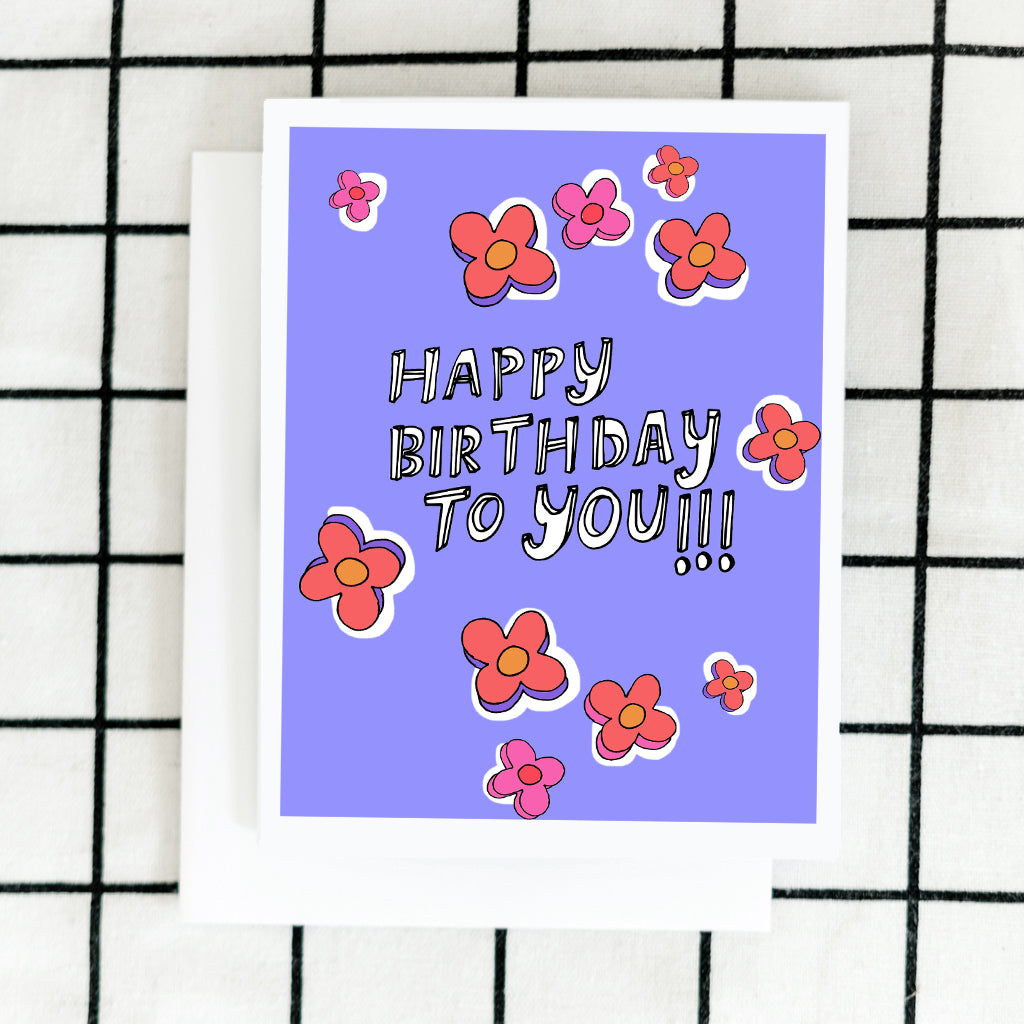 Flower Power Happy Birthday Card