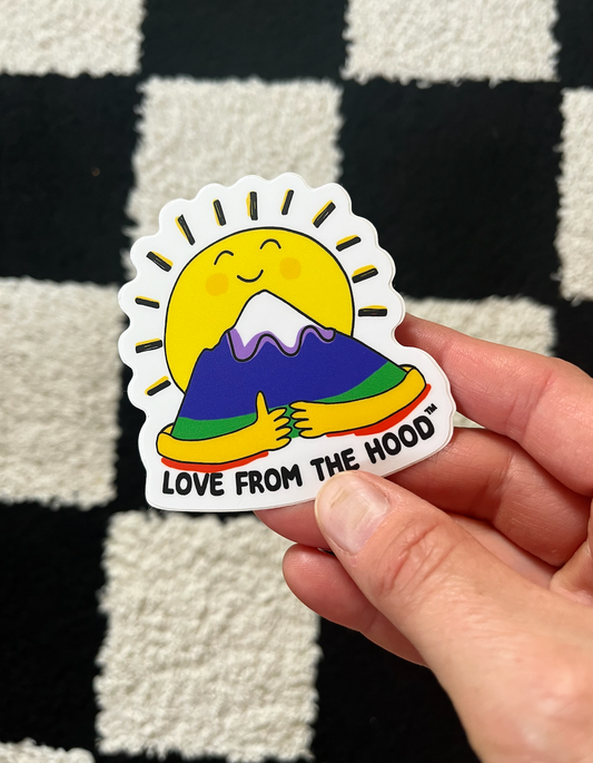 Smiley Sun and Mountain Love From The Hood™ Original Sticker